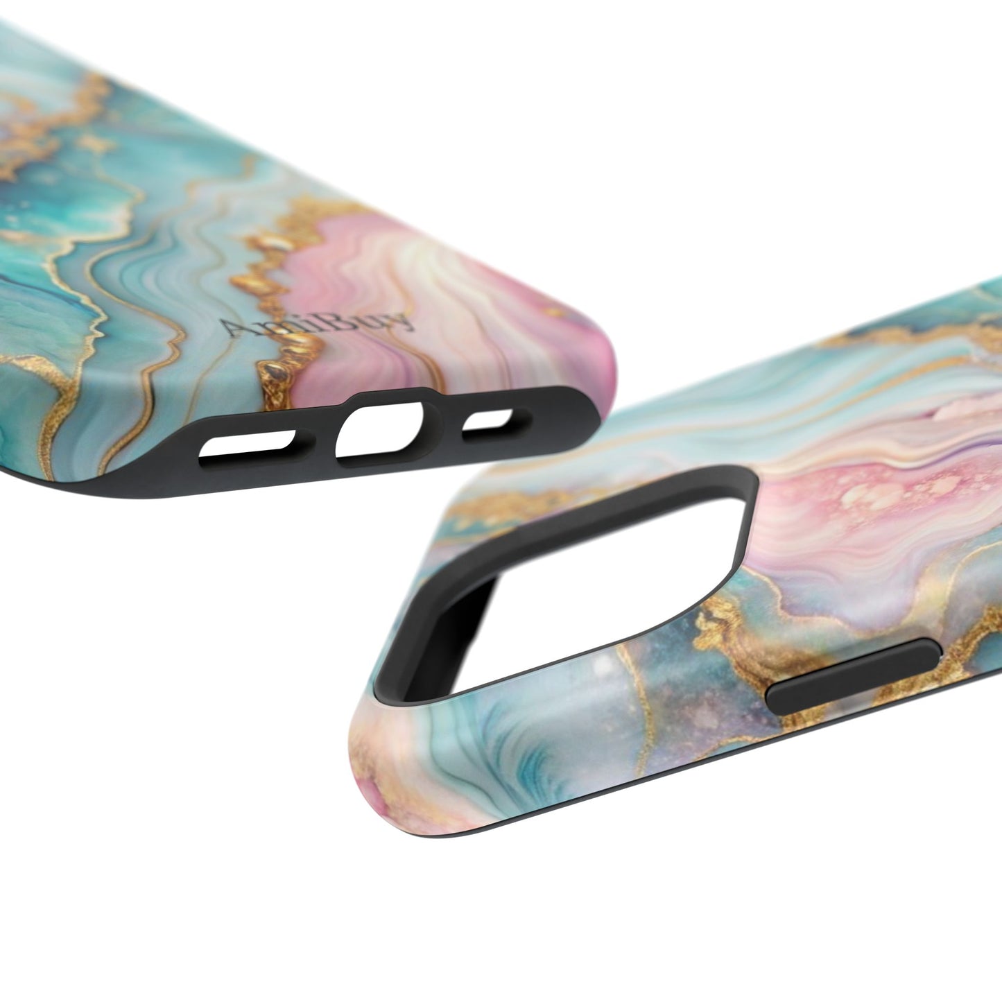 Marbled Aqua & Rose Gold Magnetic Impact Phone Case