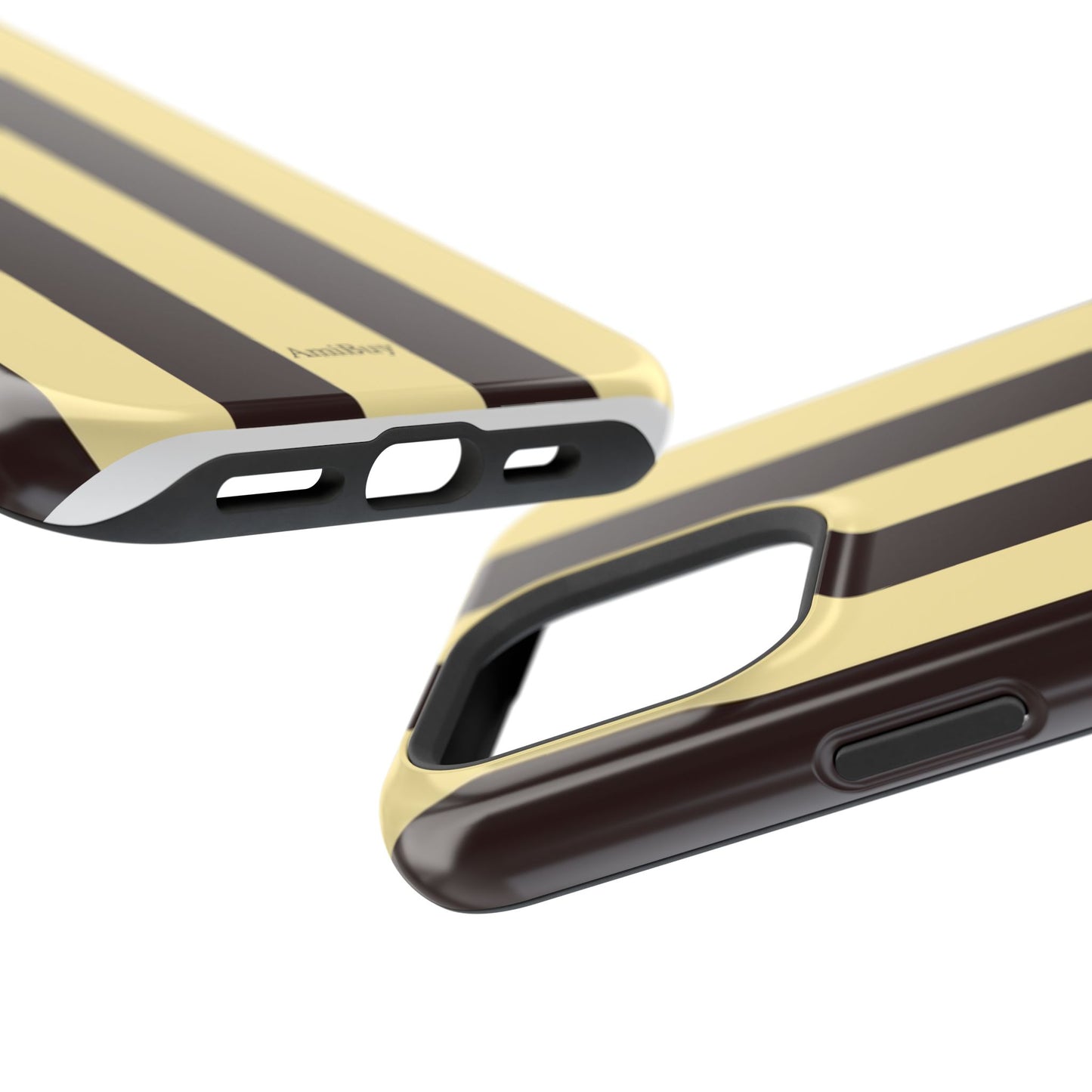 Striped Magnetic Impact-Resistant Phone Case — Brown & Cream Vertical Stripes