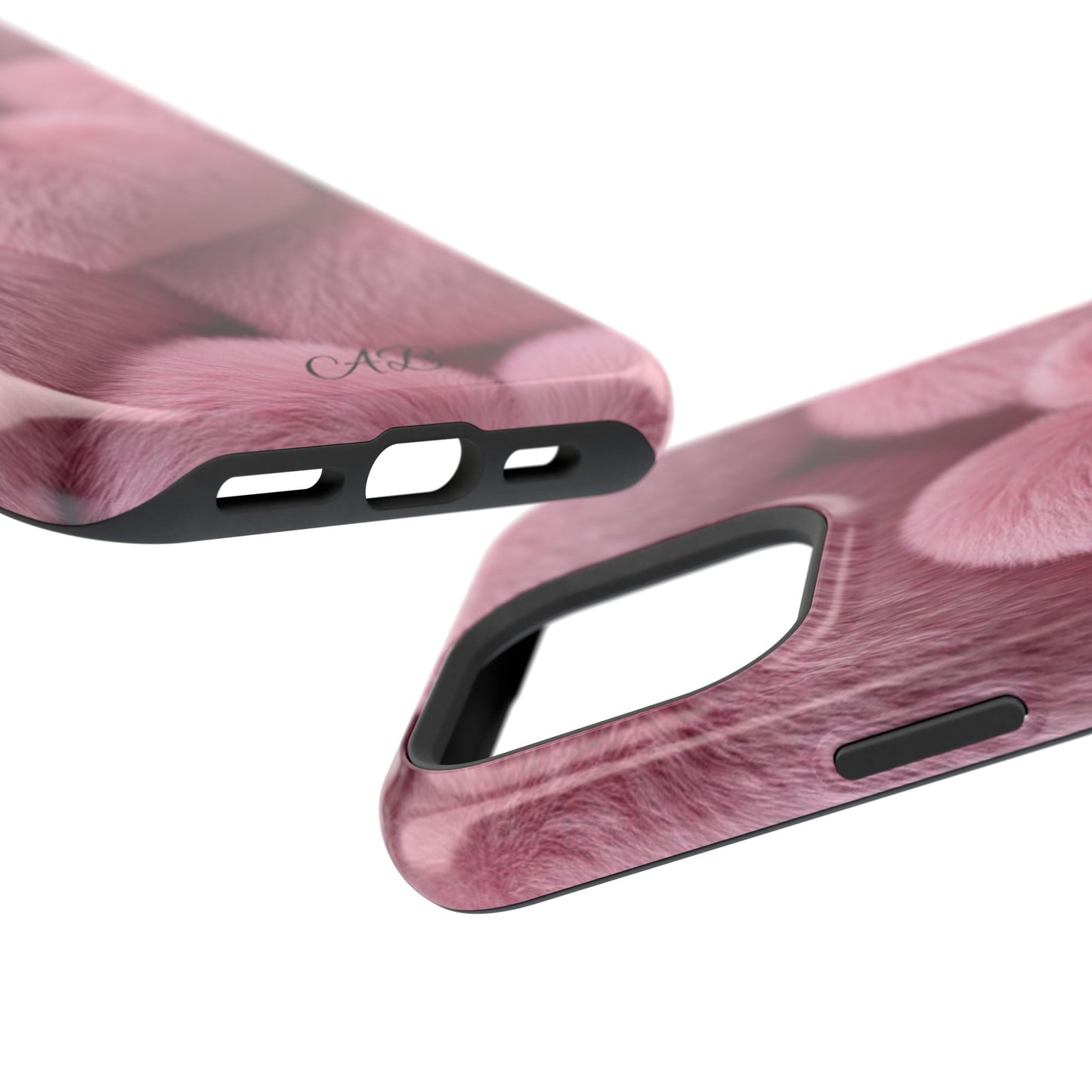 Pink Fuzzy Heart Phone Case — Magnetic Impact-Resistant
