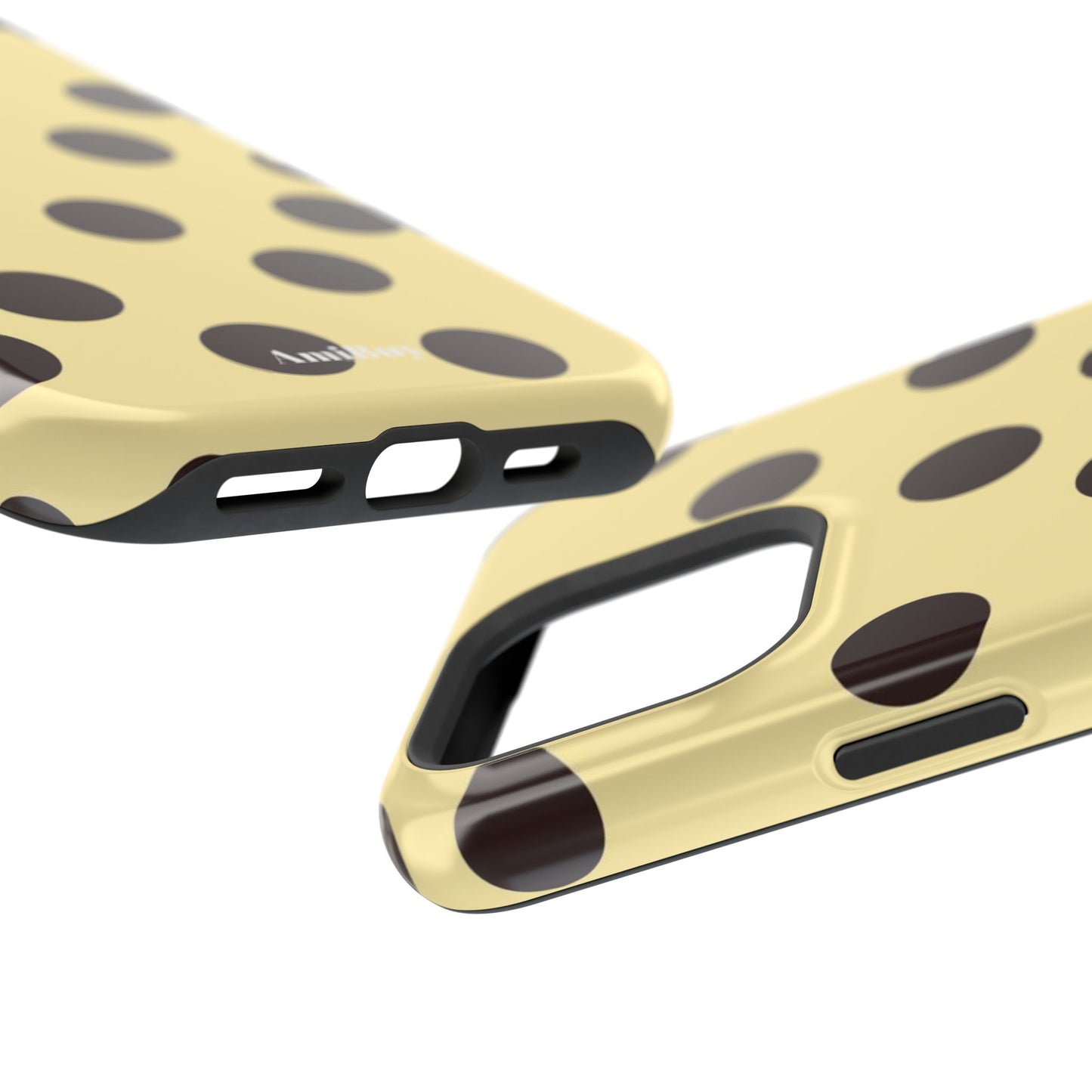 Polka Dot Magnetic Impact Phone Case — Yellow & Black Protective Cover