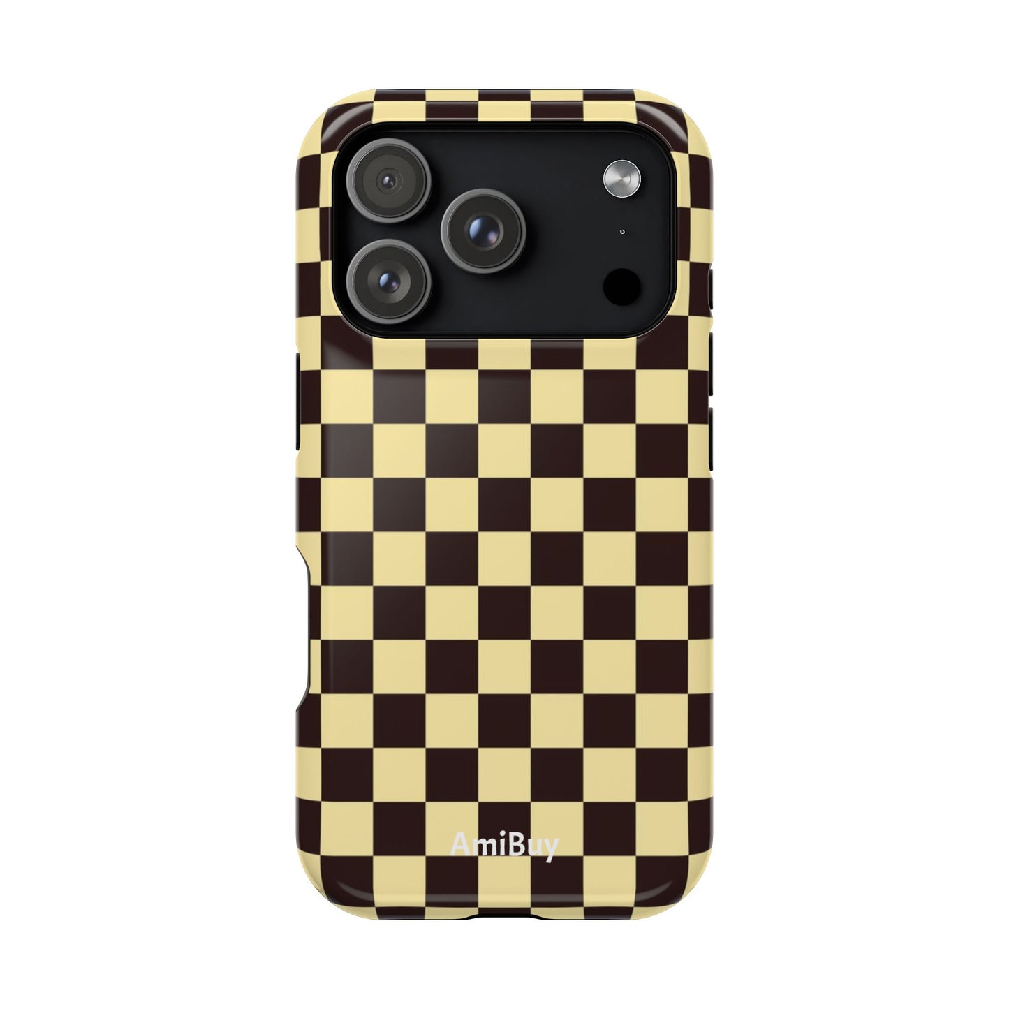 Checkerboard Magnetic Impact Case — Retro Black & Cream Phone Cover