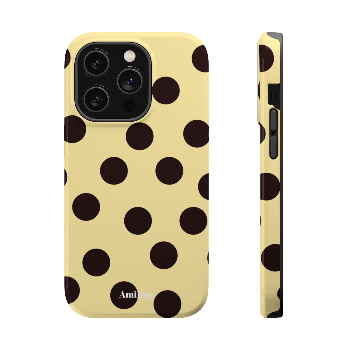Polka Dot Magnetic Impact Phone Case — Yellow & Black Protective Cover