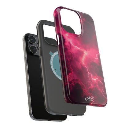 Magenta Lightning Phone Case — Magnetic Impact-Resistant iPhone Cover
