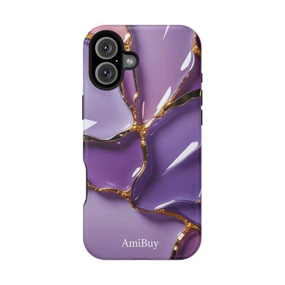Purple Gold Marble Magnetic Impact-Resistant Phone Case