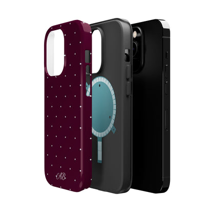 Magnetic Impact-Resistant Phone Case — Burgundy Microdot Protective Cover