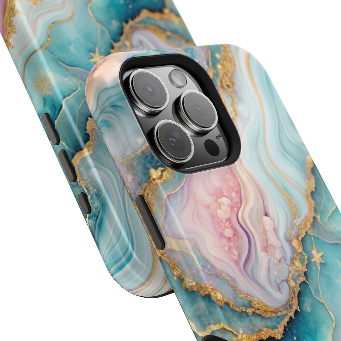 Marbled Aqua & Rose Gold Magnetic Impact Phone Case