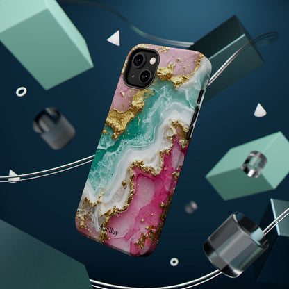Marbled Pink & Teal Geode Magnetic Impact Phone Case