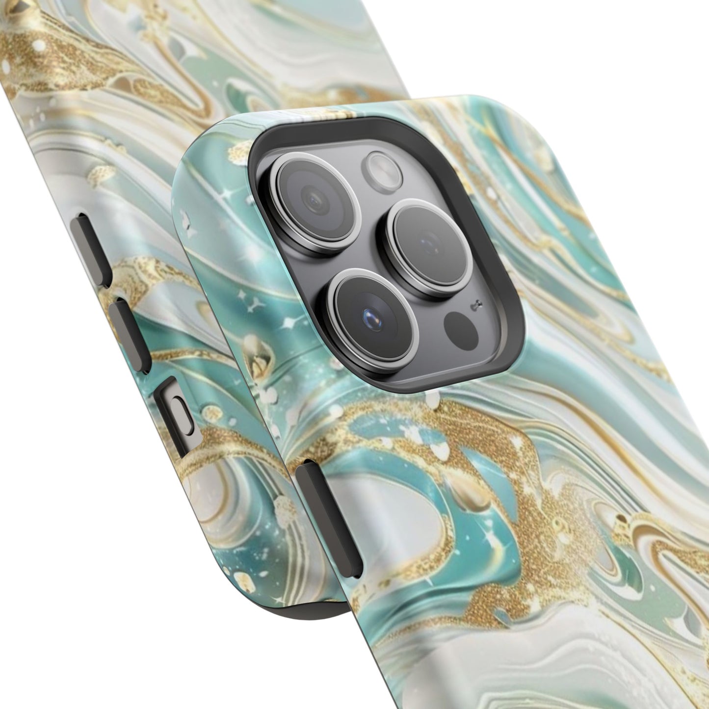 Marbled Teal & Gold Magnetic Impact-Resistant Phone Case