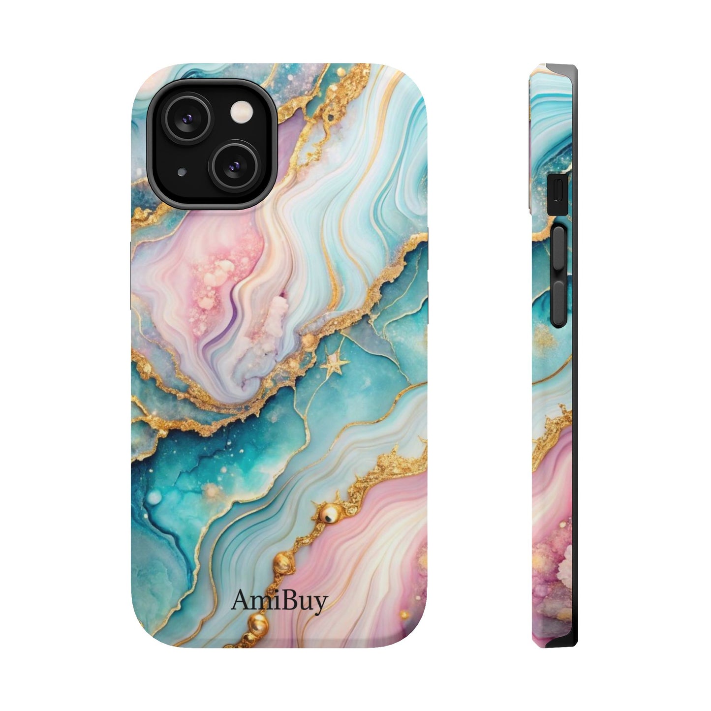 Marbled Aqua & Rose Gold Magnetic Impact Phone Case