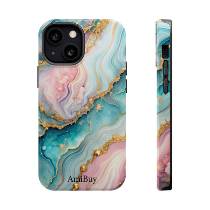 Marbled Aqua & Rose Gold Magnetic Impact Phone Case