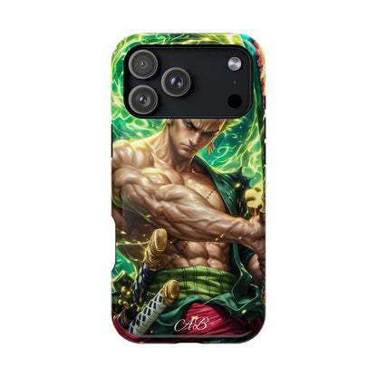 Magnetic Impact-Resistant Phone Case — Green-Sword Warrior Anime Art