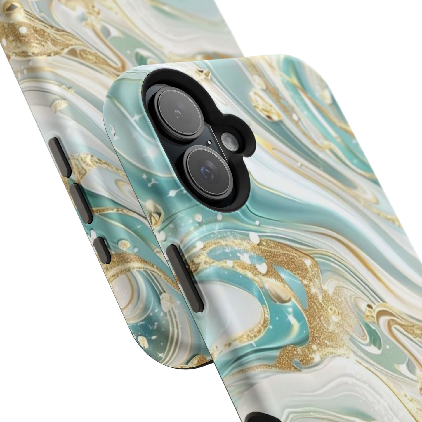 Marbled Teal & Gold Magnetic Impact-Resistant Phone Case