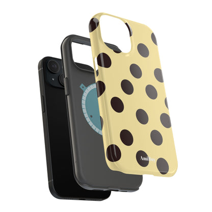 Polka Dot Magnetic Impact Phone Case — Yellow & Black Protective Cover