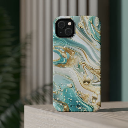 Marbled Teal & Gold Magnetic Impact-Resistant Phone Case