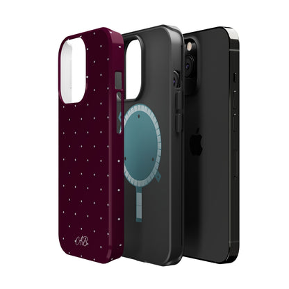 Magnetic Impact-Resistant Phone Case — Burgundy Microdot Protective Cover