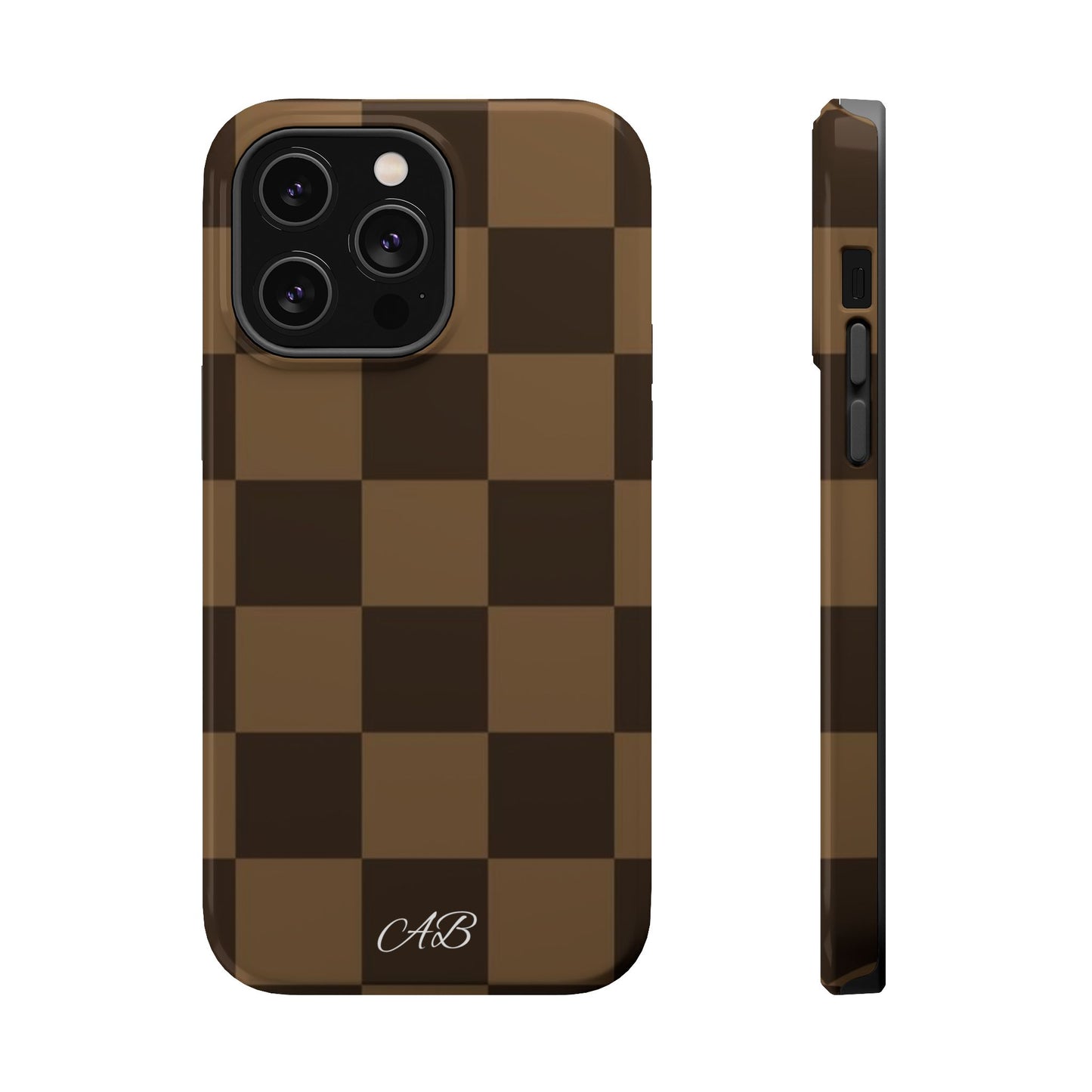 Brown Checkered Magnetic Impact-Resistant Phone Case