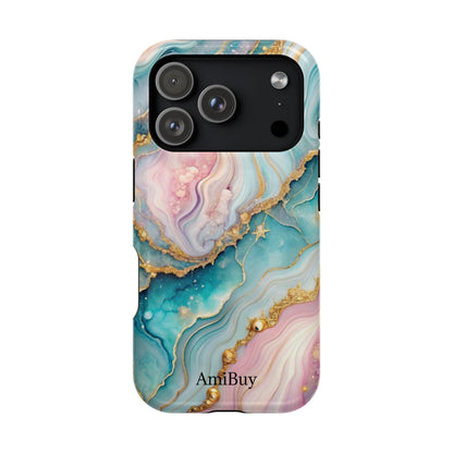 Marbled Aqua & Rose Gold Magnetic Impact Phone Case