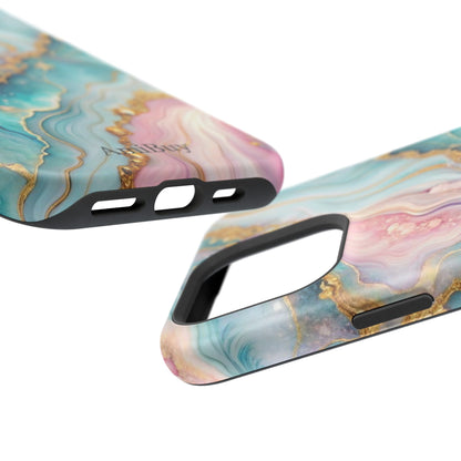 Marbled Aqua & Rose Gold Magnetic Impact Phone Case