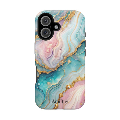 Marbled Aqua & Rose Gold Magnetic Impact Phone Case