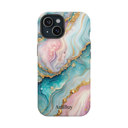 Marbled Aqua & Rose Gold Magnetic Impact Phone Case
