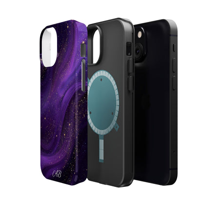 Purple Galaxy Magnetic Impact Phone Case — Shockproof Cosmic Swirl Design