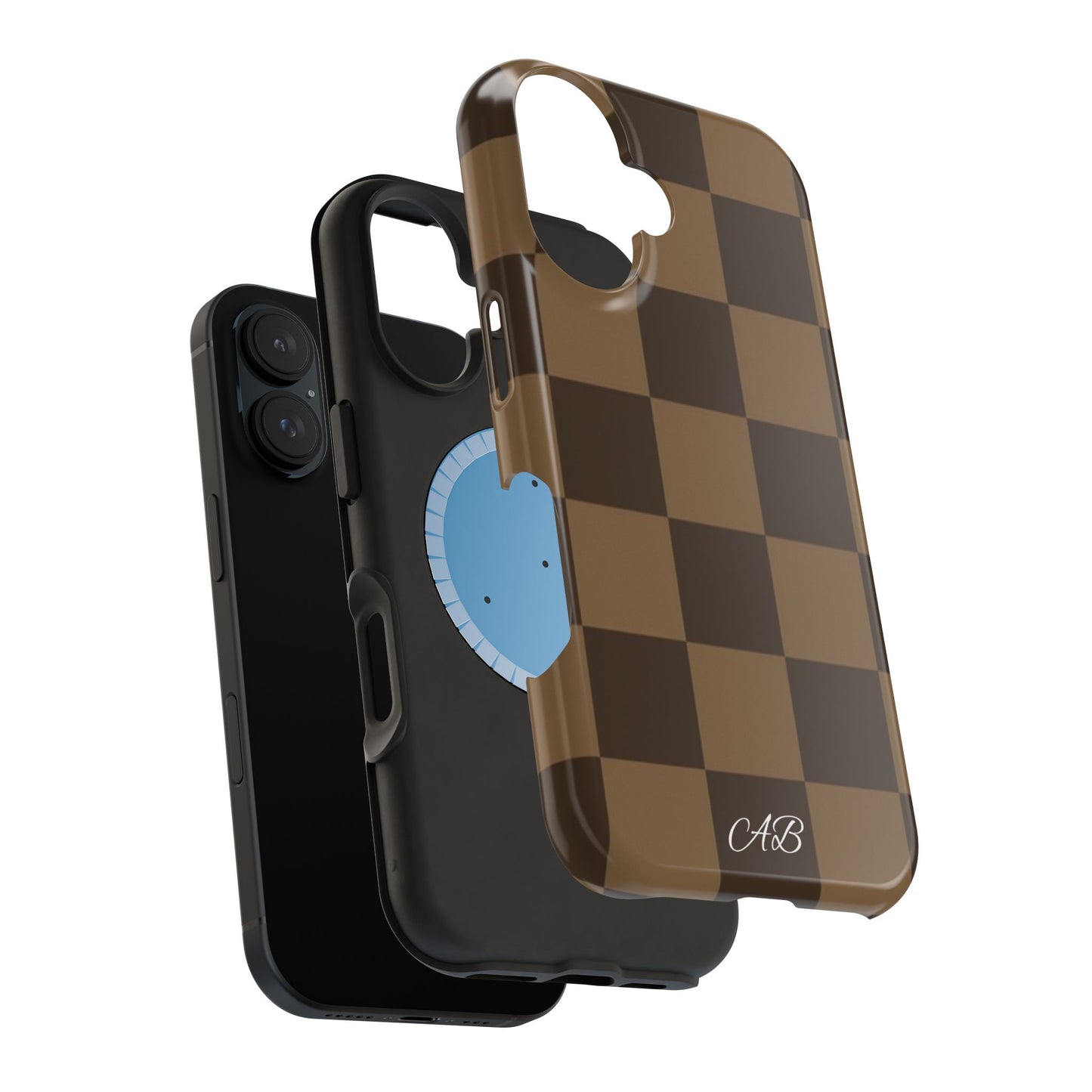 Brown Checkered Magnetic Impact-Resistant Phone Case