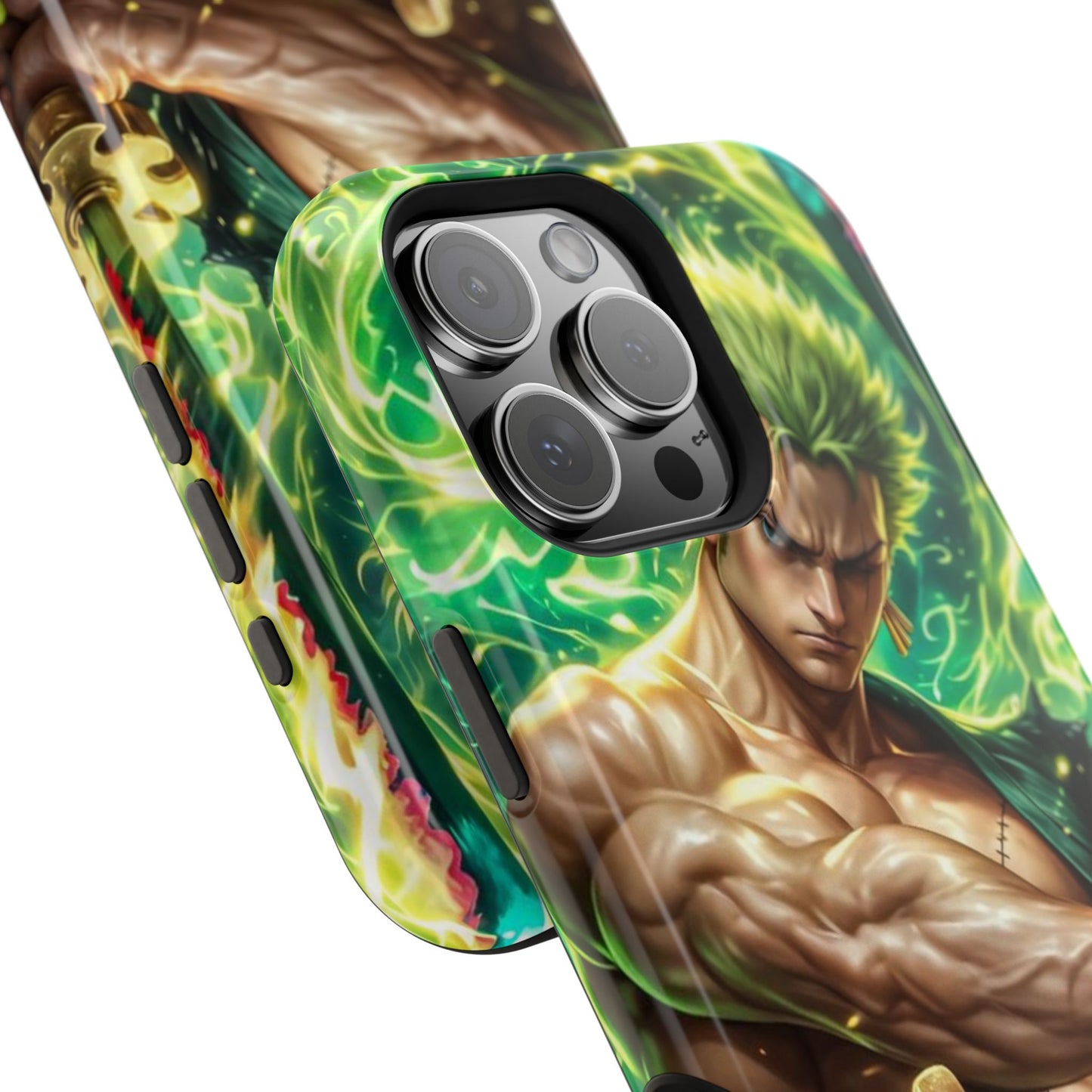 Magnetic Impact-Resistant Phone Case — Green-Sword Warrior Anime Art