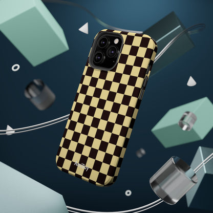 Checkerboard Magnetic Impact Case — Retro Black & Cream Phone Cover