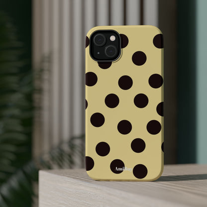 Polka Dot Magnetic Impact Phone Case — Yellow & Black Protective Cover