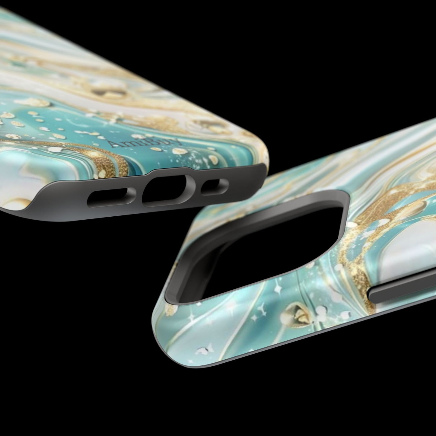 Marbled Teal & Gold Magnetic Impact-Resistant Phone Case