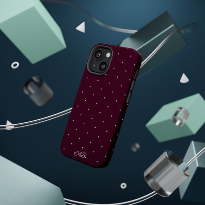 Magnetic Impact-Resistant Phone Case — Burgundy Microdot Protective Cover