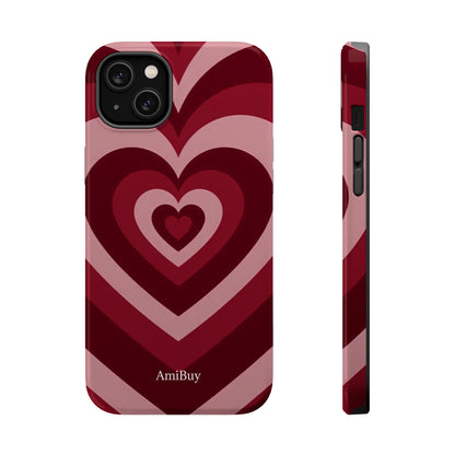 Magnetic Impact-Resistant Phone Case — Retro Layered Heart Design