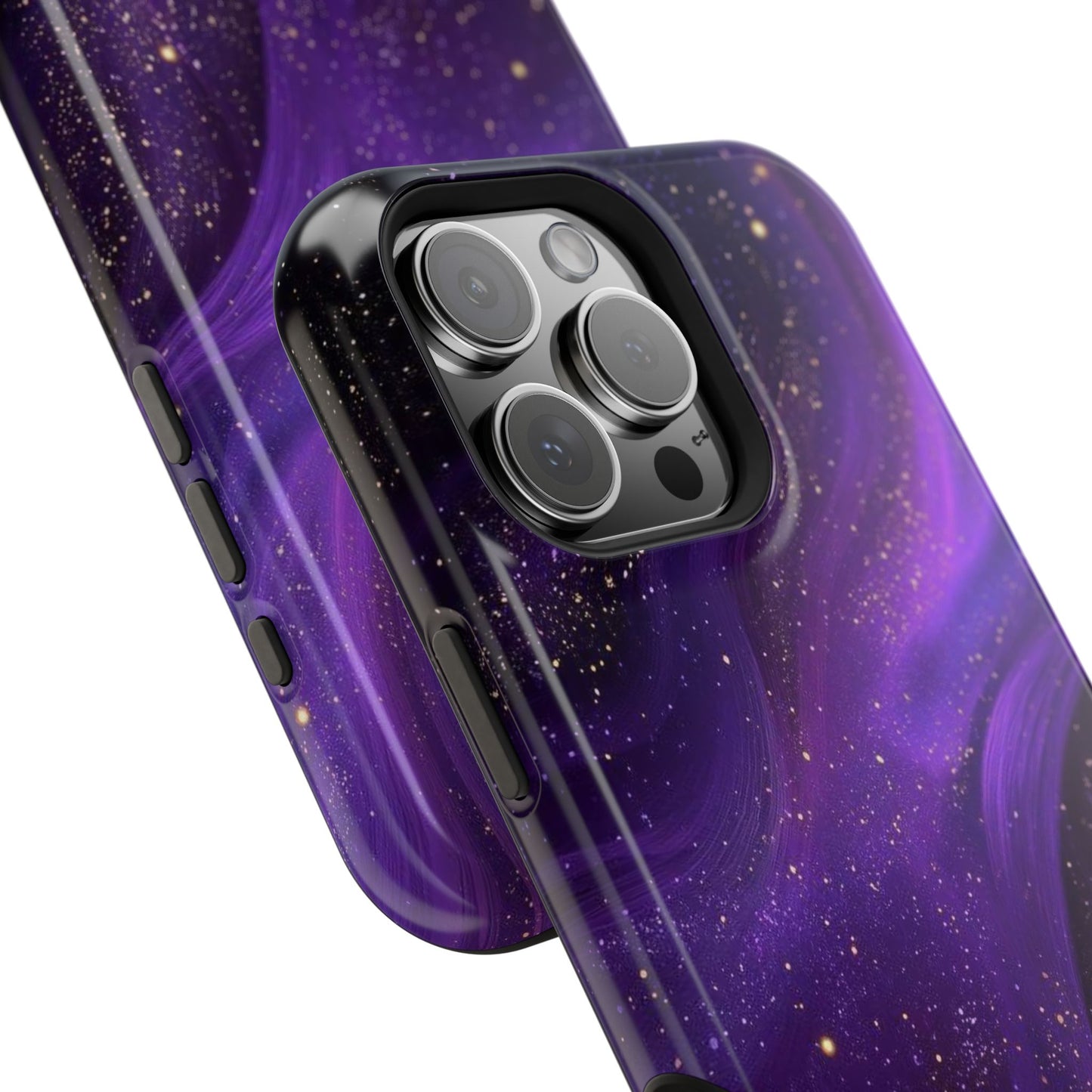Purple Galaxy Magnetic Impact Phone Case — Shockproof Cosmic Swirl Design