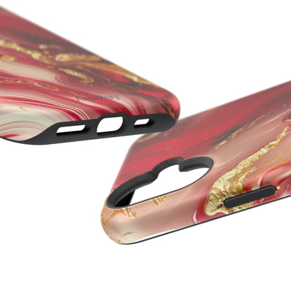 Red Marble & Gold Phone Case — Magnetic Impact-Resistant Protective Cover