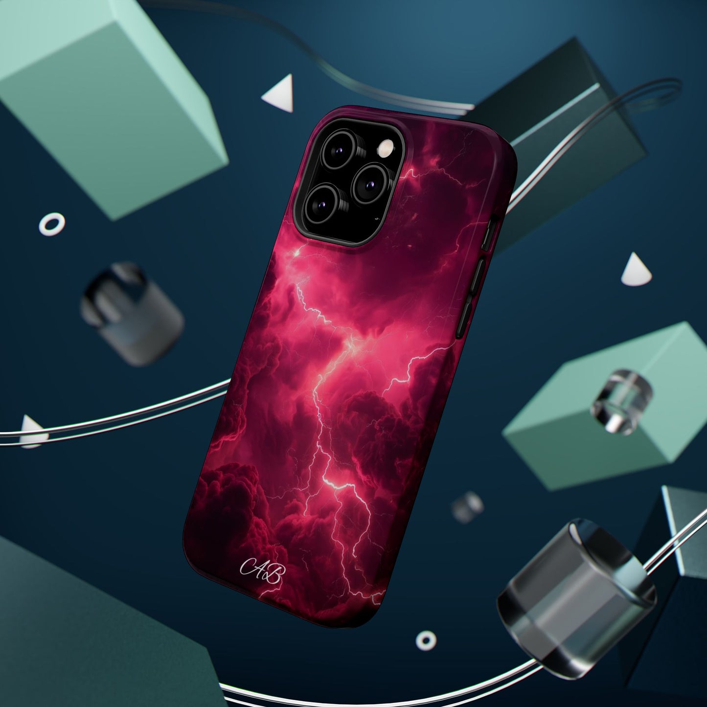 Magenta Lightning Phone Case — Magnetic Impact-Resistant iPhone Cover