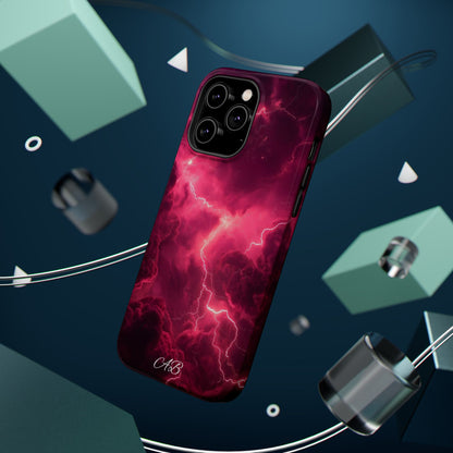 Magenta Lightning Phone Case — Magnetic Impact-Resistant iPhone Cover