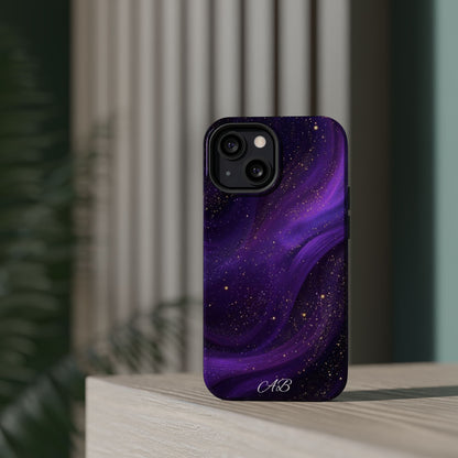 Purple Galaxy Magnetic Impact Phone Case — Shockproof Cosmic Swirl Design