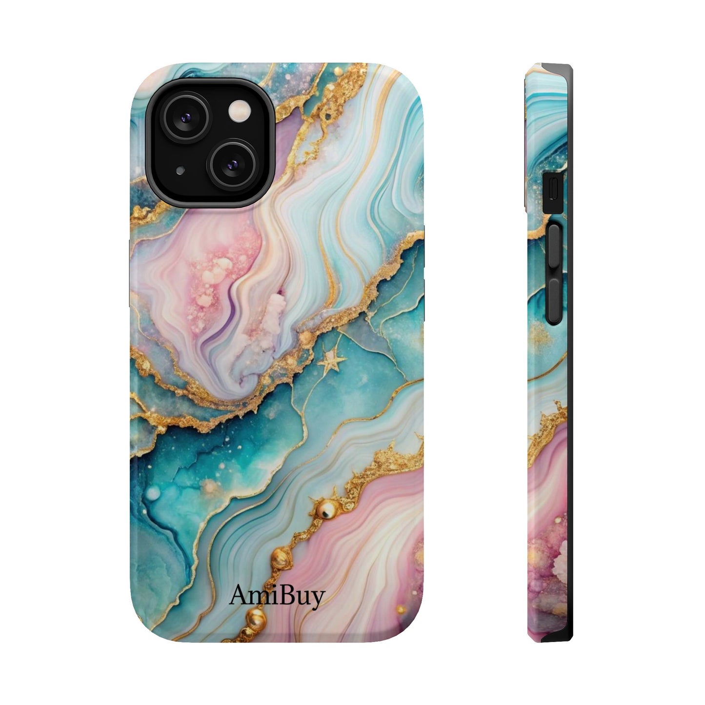 Marbled Aqua & Rose Gold Magnetic Impact Phone Case