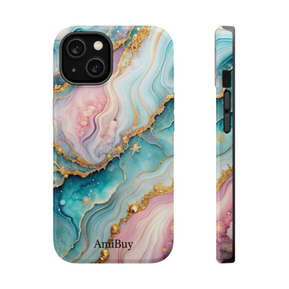 Marbled Aqua & Rose Gold Magnetic Impact Phone Case