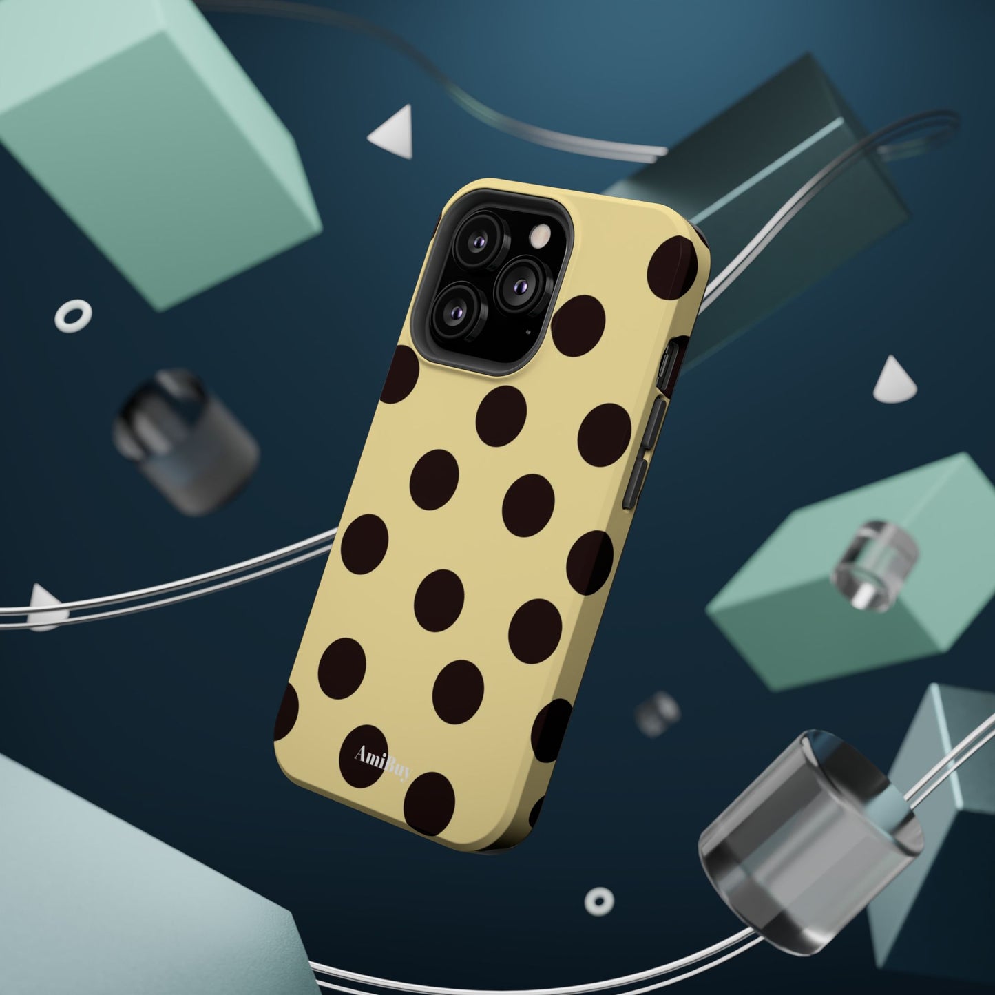 Polka Dot Magnetic Impact Phone Case — Yellow & Black Protective Cover