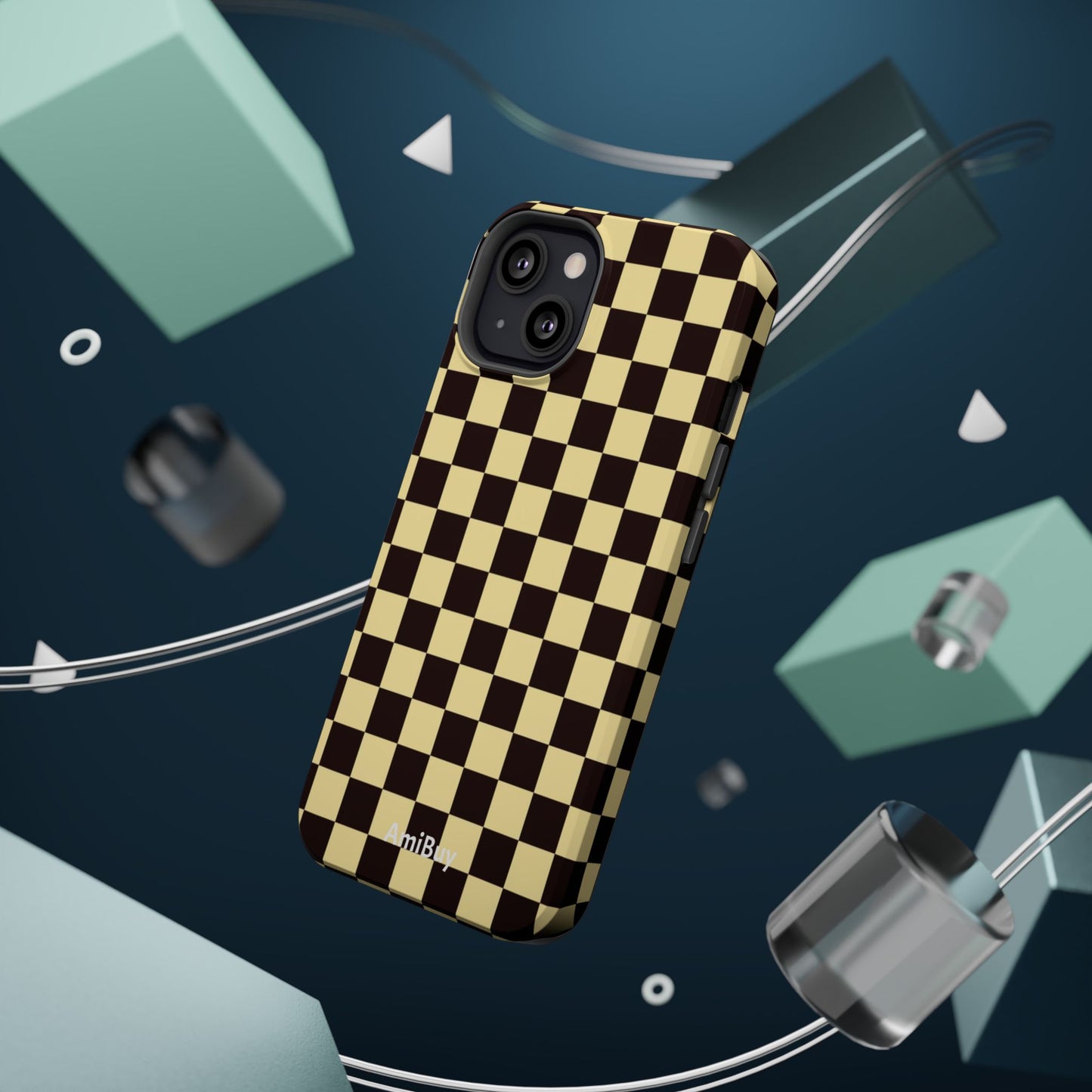 Checkerboard Magnetic Impact Case — Retro Black & Cream Phone Cover