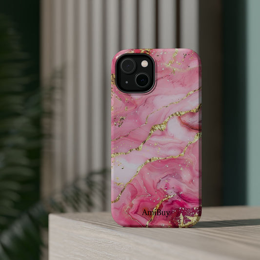 Pink Gold Marble Magnetic Impact-Resistant Phone Case