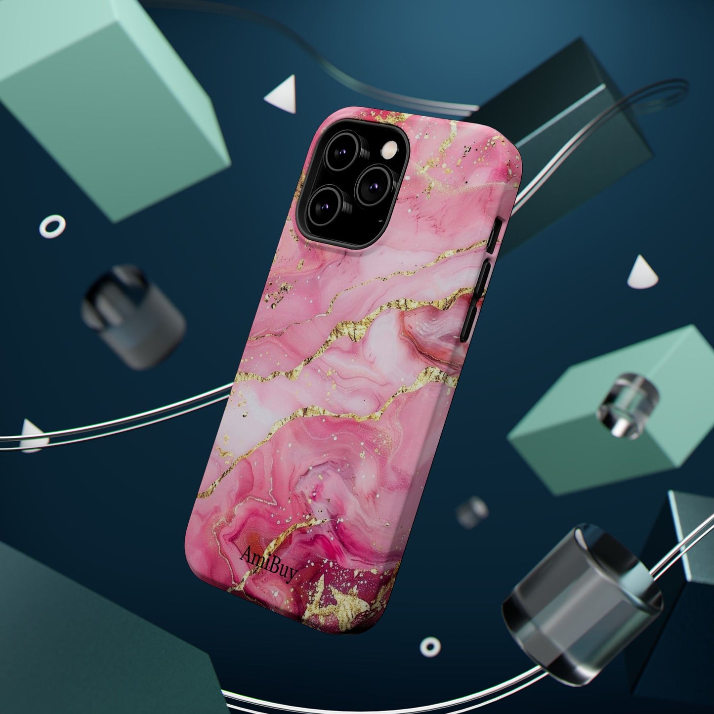 Pink Gold Marble Magnetic Impact-Resistant Phone Case
