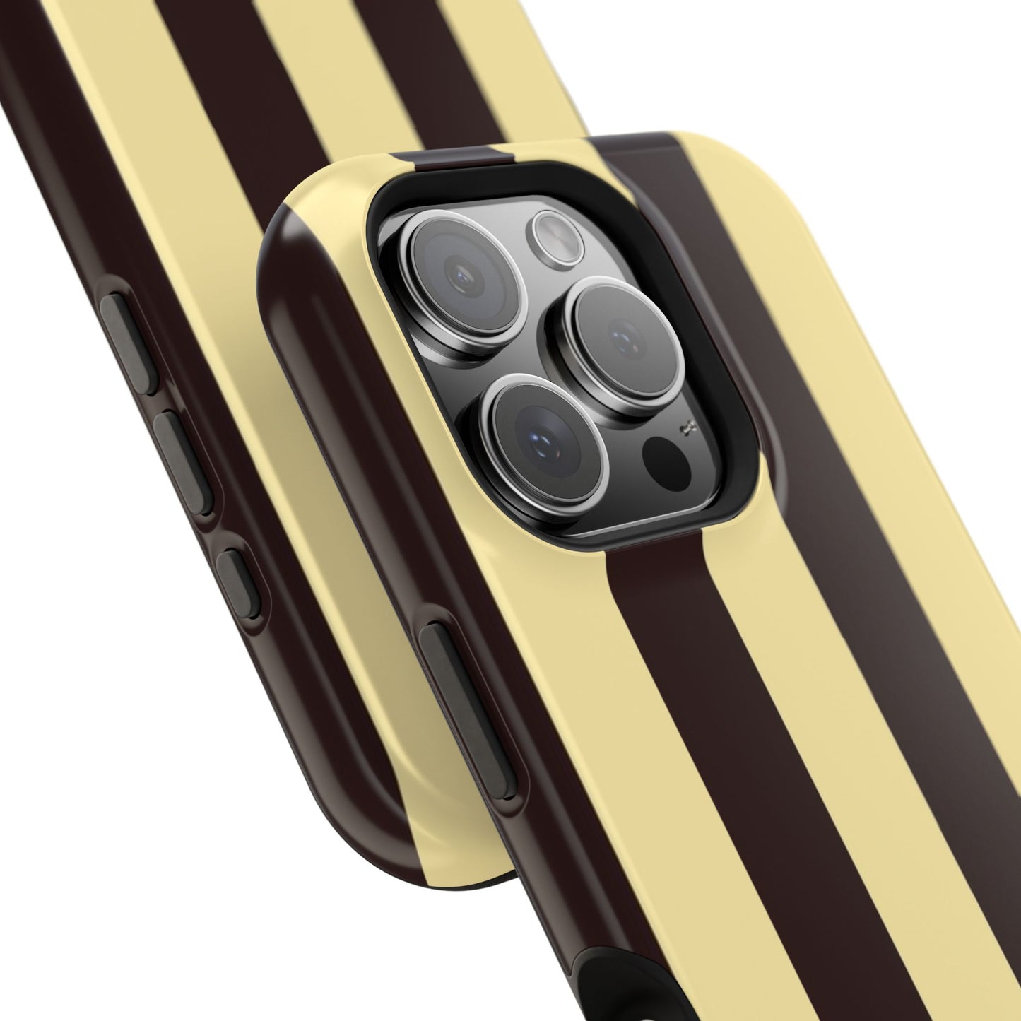 Striped Magnetic Impact-Resistant Phone Case — Brown & Cream Vertical Stripes