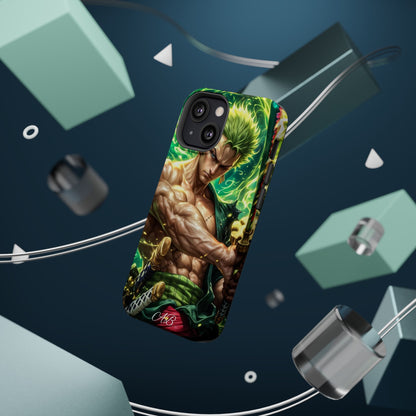 Magnetic Impact-Resistant Phone Case — Green-Sword Warrior Anime Art