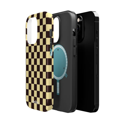 Checkerboard Magnetic Impact Case — Retro Black & Cream Phone Cover