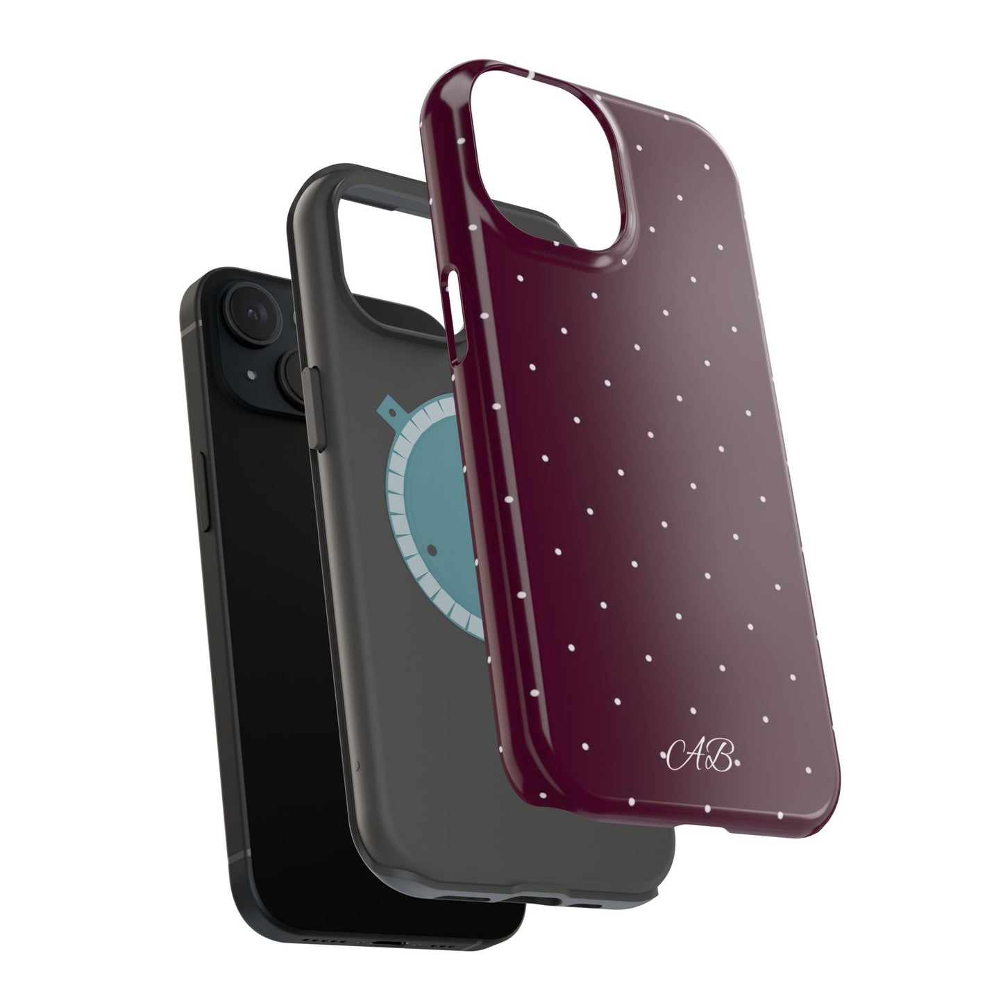 Magnetic Impact-Resistant Phone Case — Burgundy Microdot Protective Cover