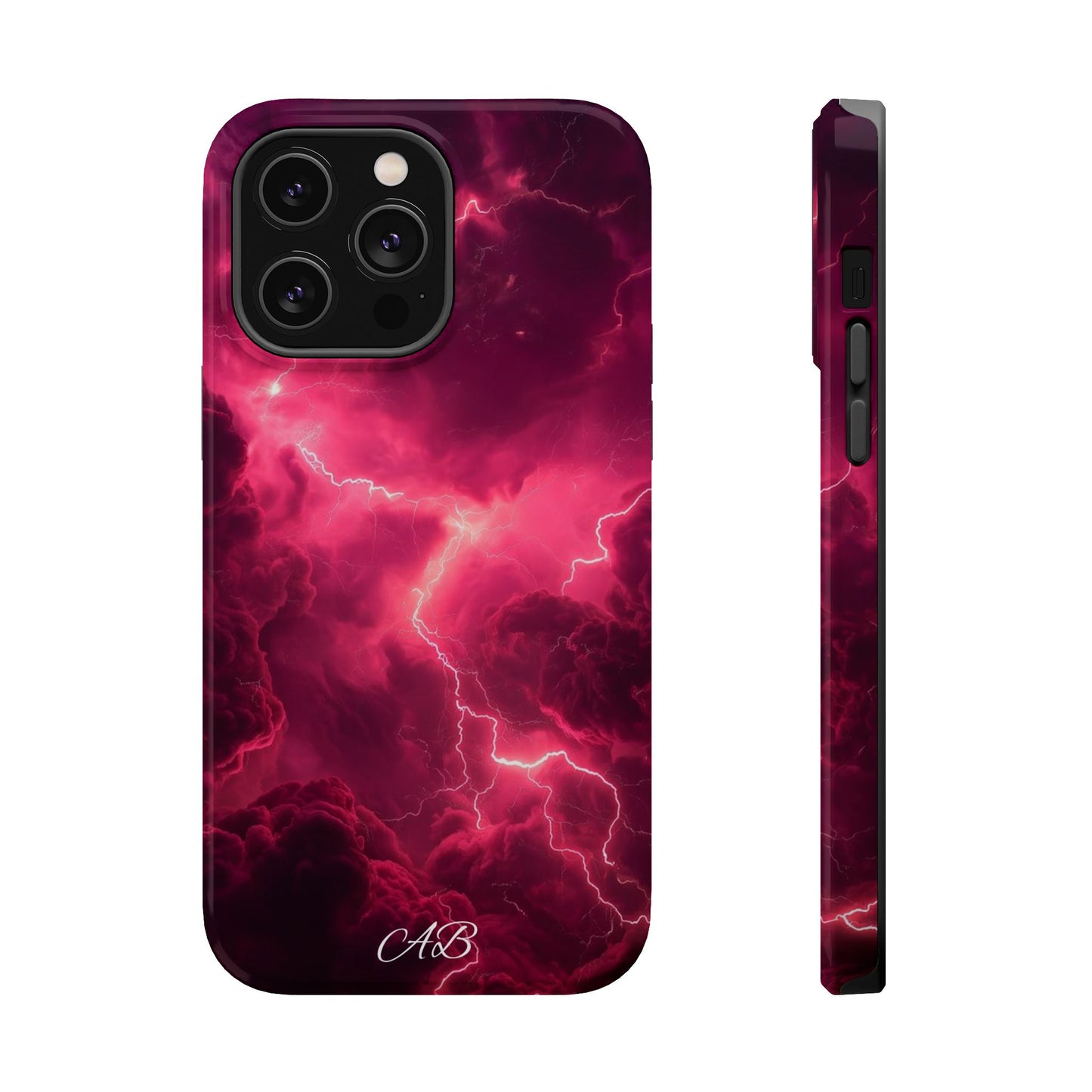 Magenta Lightning Phone Case — Magnetic Impact-Resistant iPhone Cover