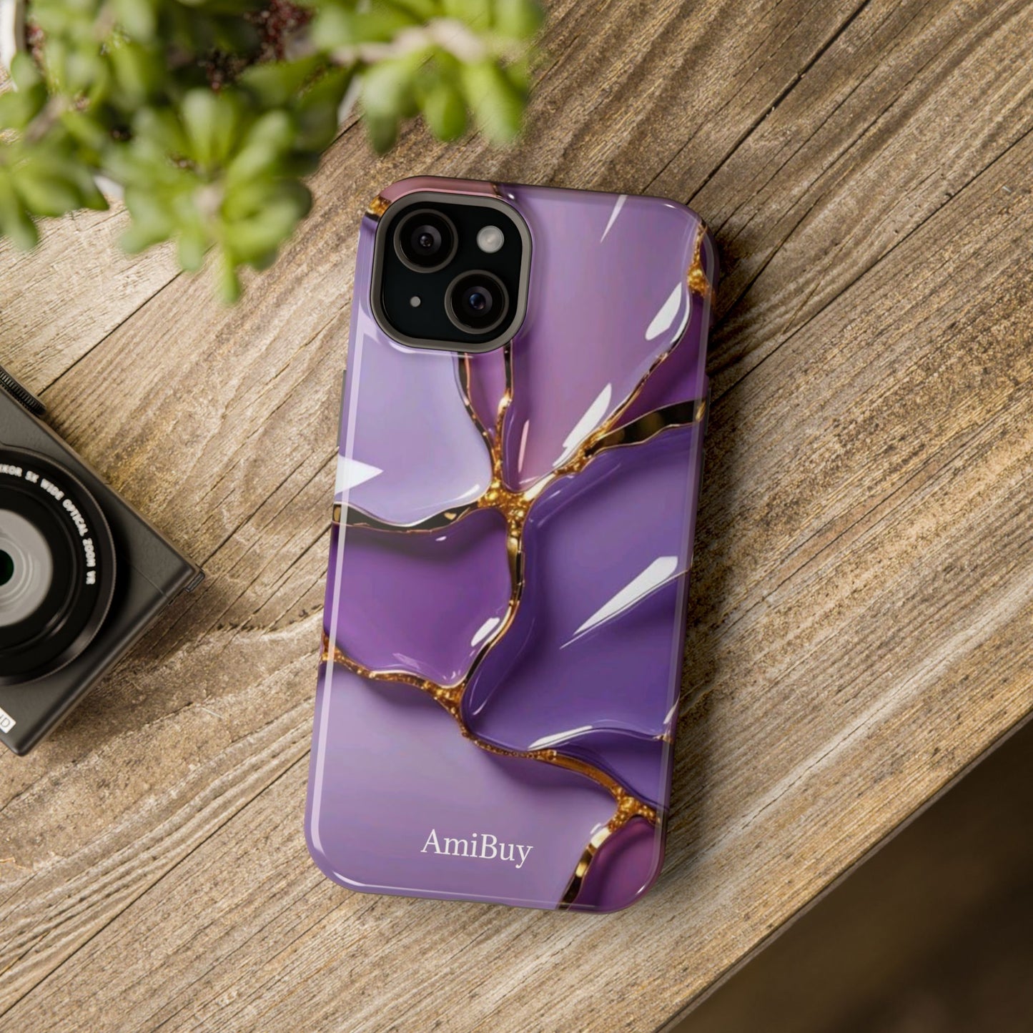 Purple Gold Marble Magnetic Impact-Resistant Phone Case