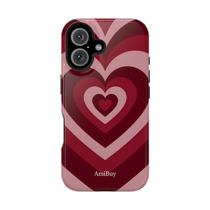 Magnetic Impact-Resistant Phone Case — Retro Layered Heart Design